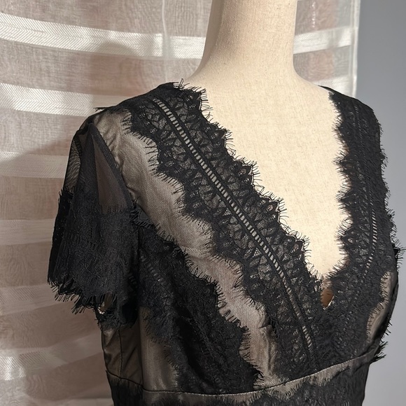 J.S. Collections Black Lace Dress, Size 16 - Picture 3 of 9